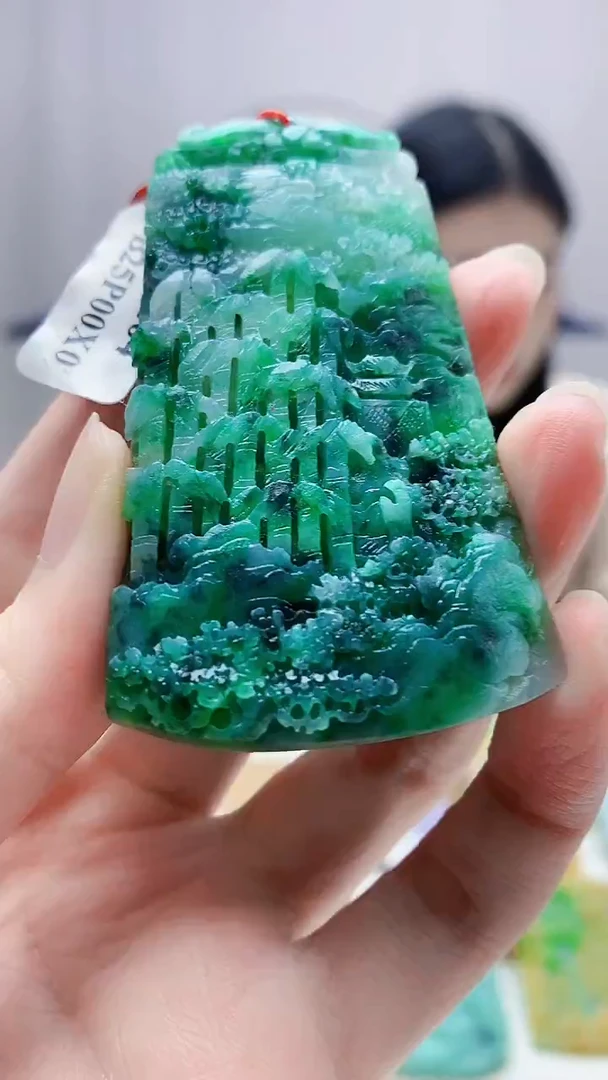 未镶嵌定制翡翠4812zm-毛货挂件67山水