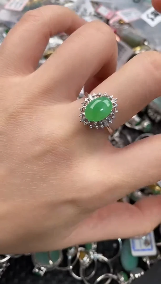 银S925镶嵌戒指翡翠777               2