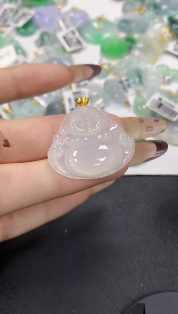 颈饰18K金镶嵌翡翠a货假一赔三支持复检百元上9元证书费自理