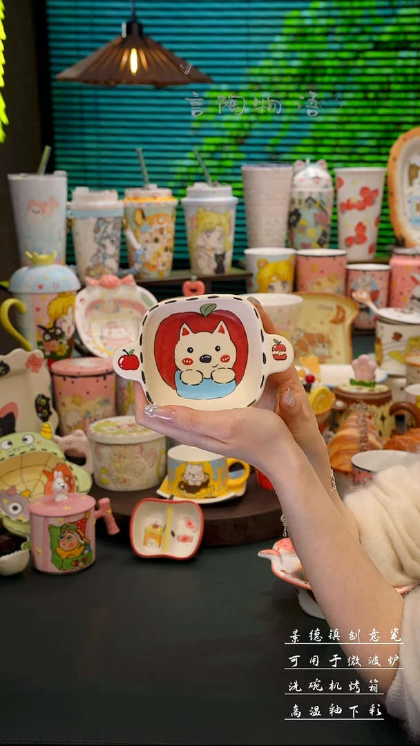 景德镇手绘西高地料碟