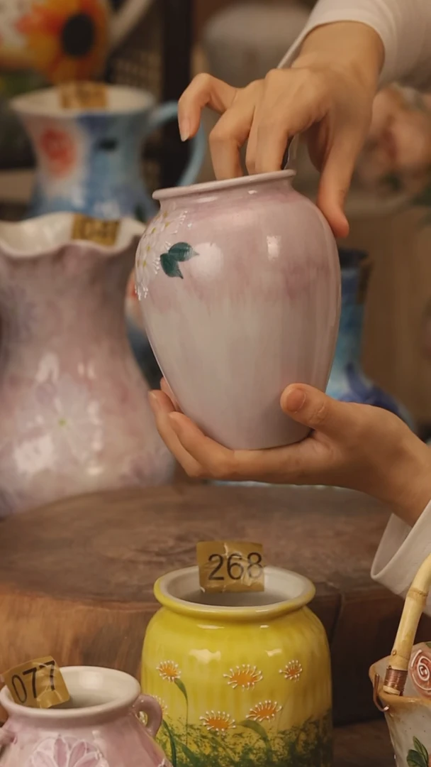 陶瓷景德镇设计师手作花器摆件侘寂风@M172@