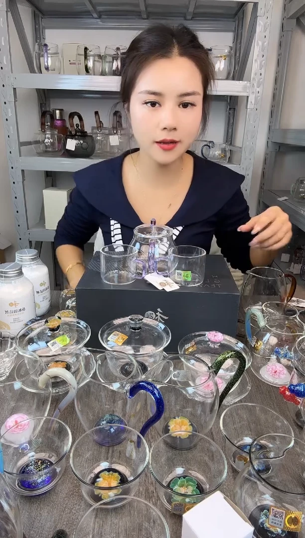 水晶玻璃无盖款禾器  青云壶 浅紫色