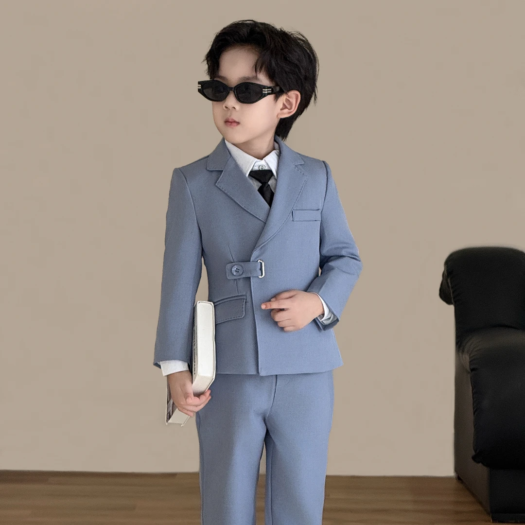 男童礼服春秋2025新款儿童小主持人花童礼服英伦风男孩钢琴演出服
