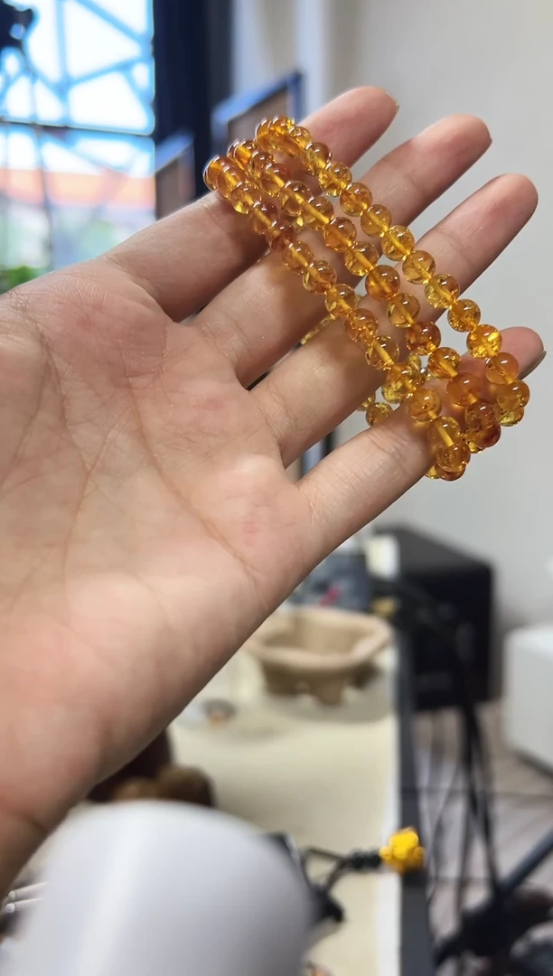 手串琥珀未镶嵌花珀单圈