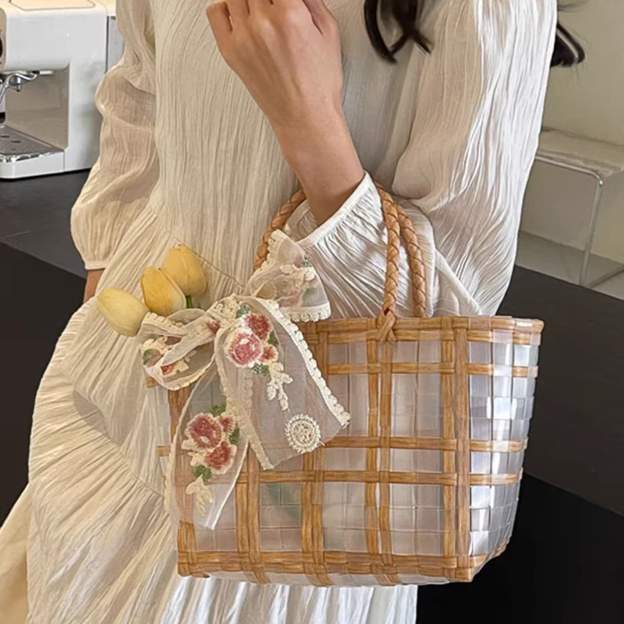 花蕾丝小包手提编织菜篮子新娘伴手礼礼品包果冻包度假夏天包包