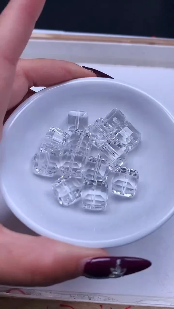 未镶嵌珠宝半成品水晶M441 白水晶方糖12mm5个9.9元