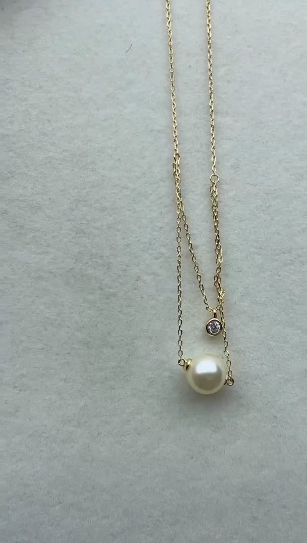 银S925镶嵌海水珍珠套链87