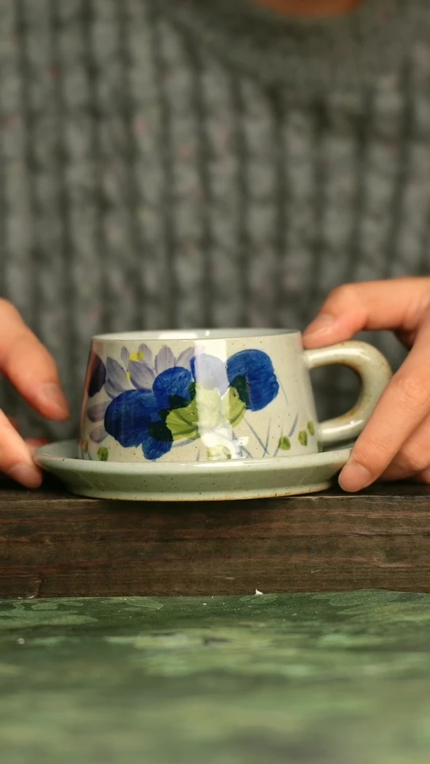 陶瓷青诗集手工手绘瓷器