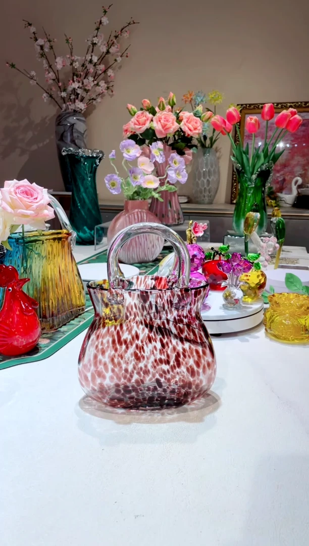【闪购商品】琉璃手工艺品 豹纹包包花瓶