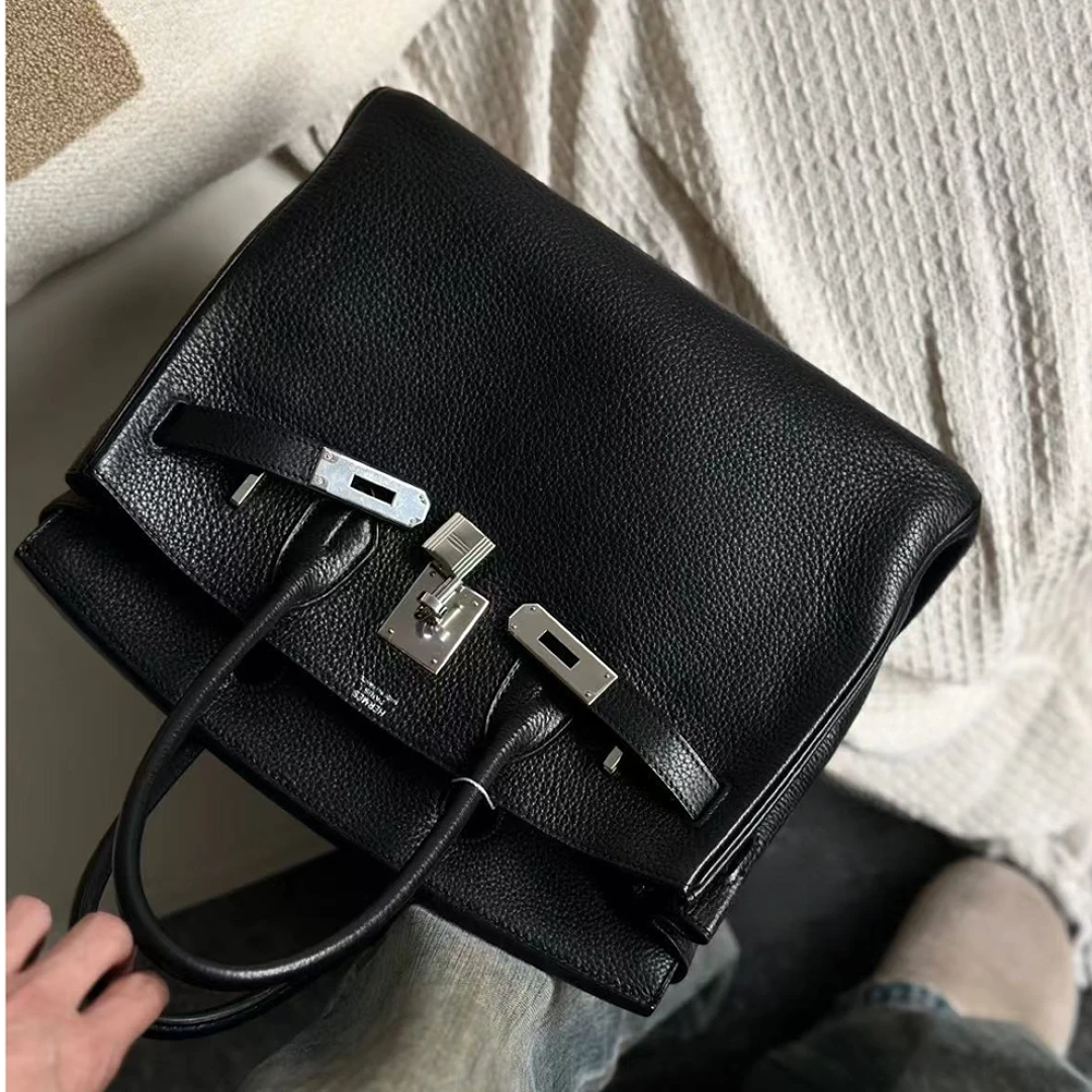 99新 Hermes/爱马仕 birkin30黑银 togo皮 框L