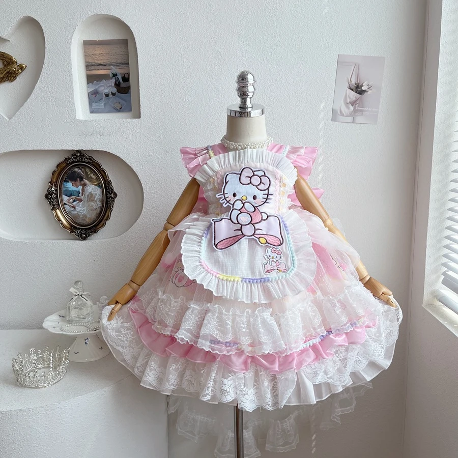 女童kitty猫洛丽塔公主裙夏季新款Lolita洋气连衣裙宝宝生日礼服