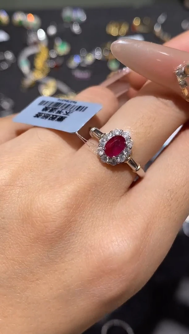 银S925镶嵌戒指红宝石戒指