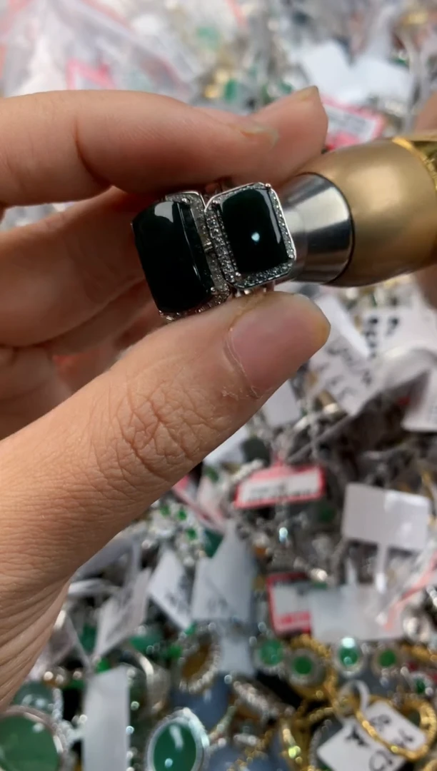 银S925镶嵌戒指翡翠2222----7