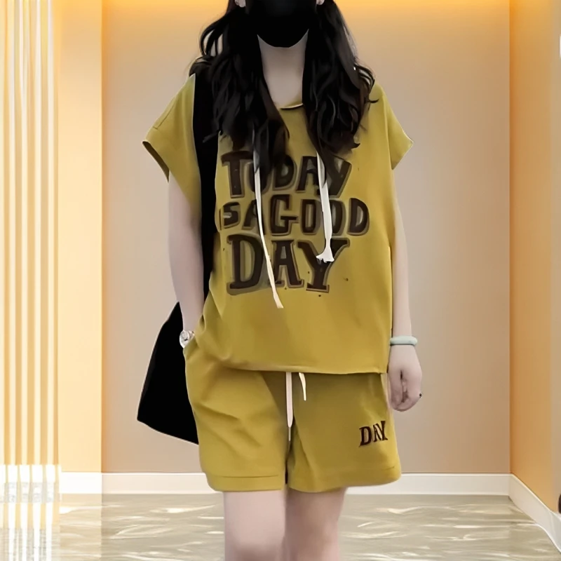 纯欲慵懒风女装夏装套装2025新款爆款短袖T恤休闲短裤时尚两件套