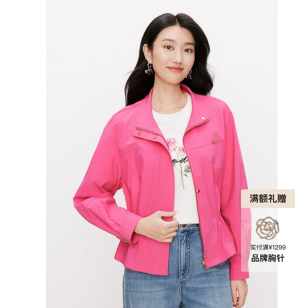 C位款【商场同款】珂莱蒂尔玫瑰LOGO精致时尚休闲百搭季收腰外套