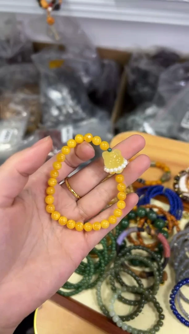 【闪购商品】蜜蜡手链未镶嵌鸡油黄蜜蜡小熊款手链[0914]