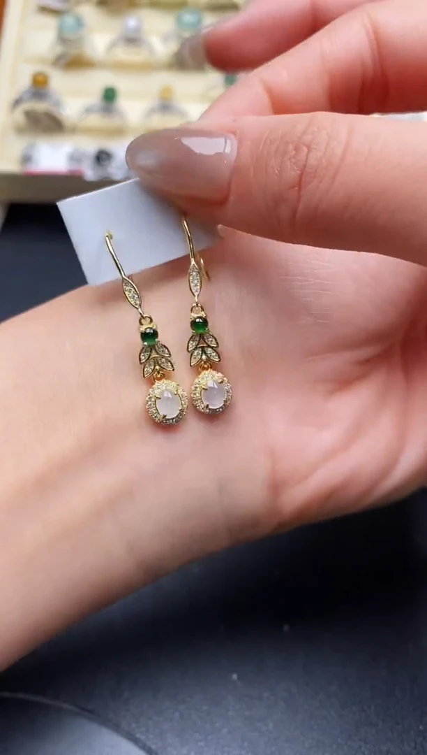 【闪购商品】翡翠戒指银S925镶嵌缅甸翡翠2   5+5