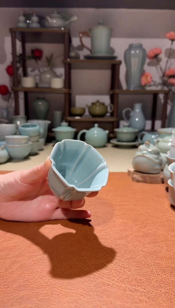 杯子瓷捡漏  1六方花口杯 主人杯品茗杯 仿古釉瑕疵