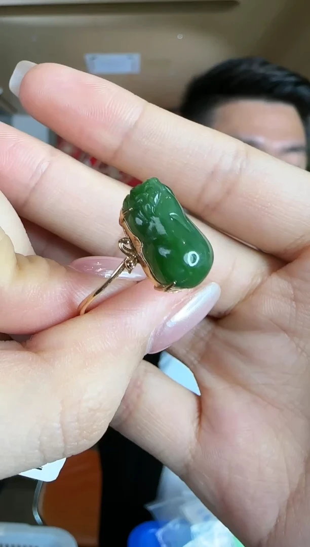 【闪购商品】和田玉戒指18K金镶嵌0120-015