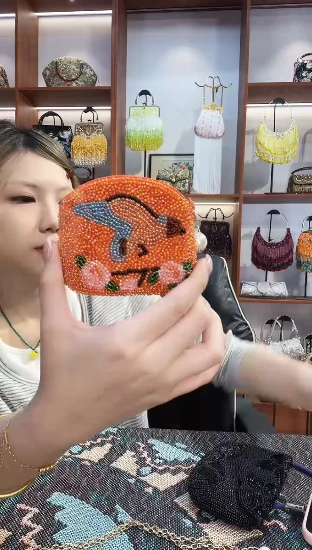 织物21号手工珠珠包包腋下斜跨包手拿包手提晚宴包