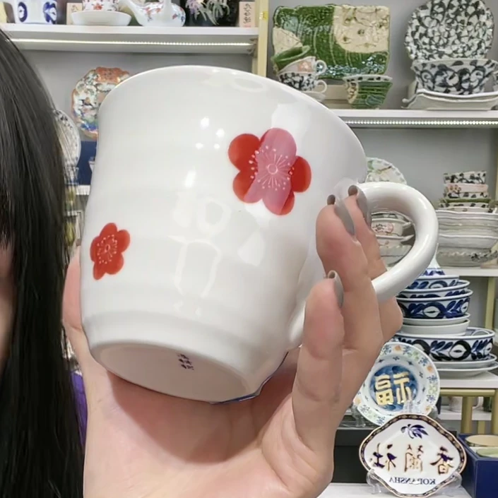 新福利五【单支】日本进口有田烧手绘小花马克杯300ml