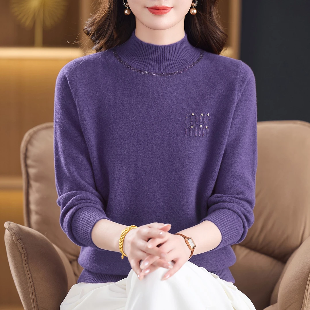 【高端加厚羊绒衫】中老年妈妈装半高领内搭毛衣保暖打底毛针织衫