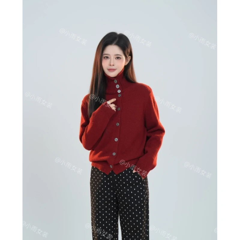 宿慕SUMU 女款纽扣毛衣 12-18冬季2024时尚洋气毛衣针织衫C4506I