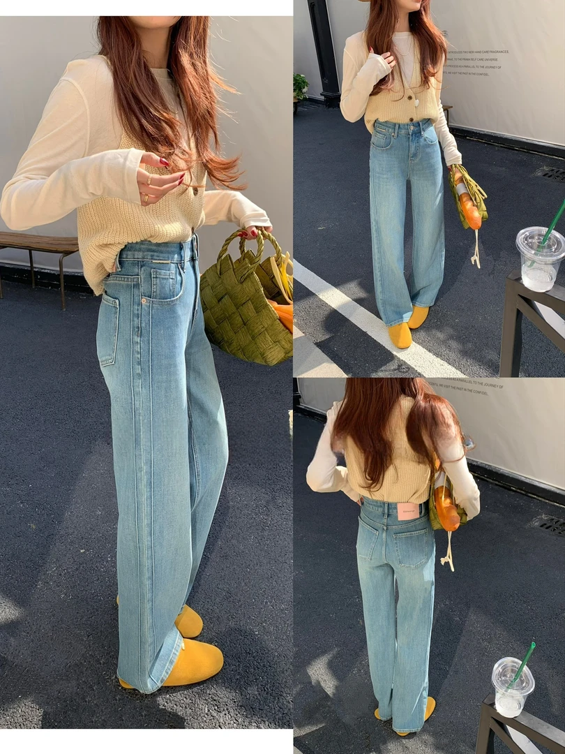 8203夏季新款高腰窄版阔腿牛仔裤女显瘦百搭时尚小个子女.熙