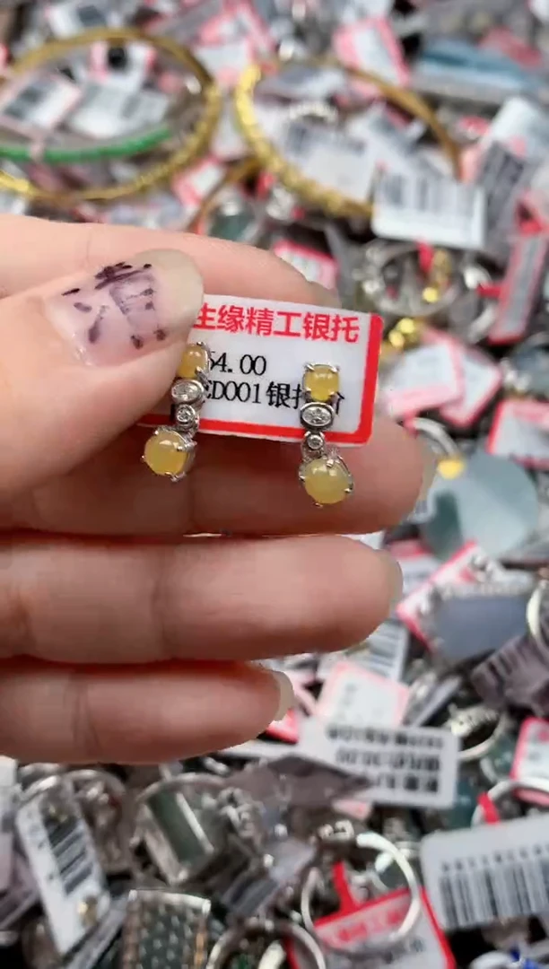 银S925镶嵌戒指翡翠天然A货缅甸翡翠