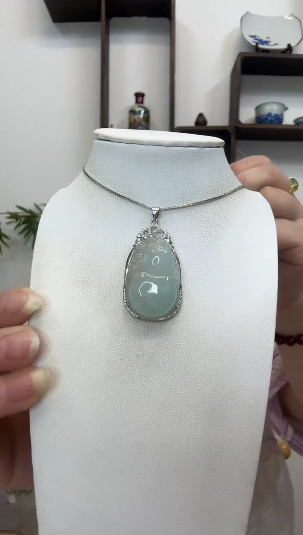 吊坠(赠链)银S925镶嵌翡翠葫芦