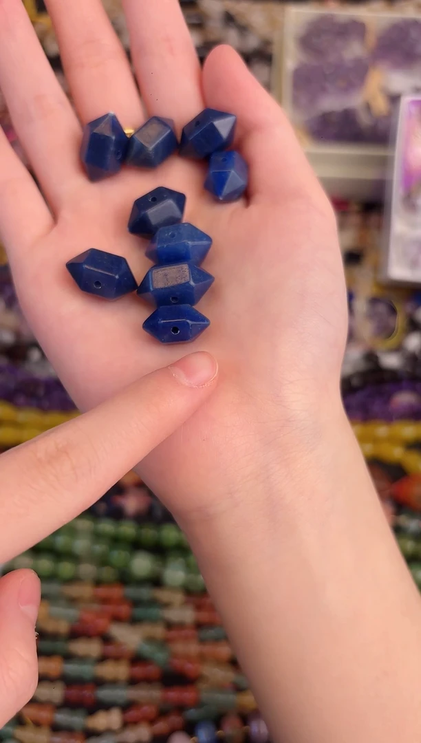 玛瑙/玉髓合金珠宝半成品青金双尖2颗