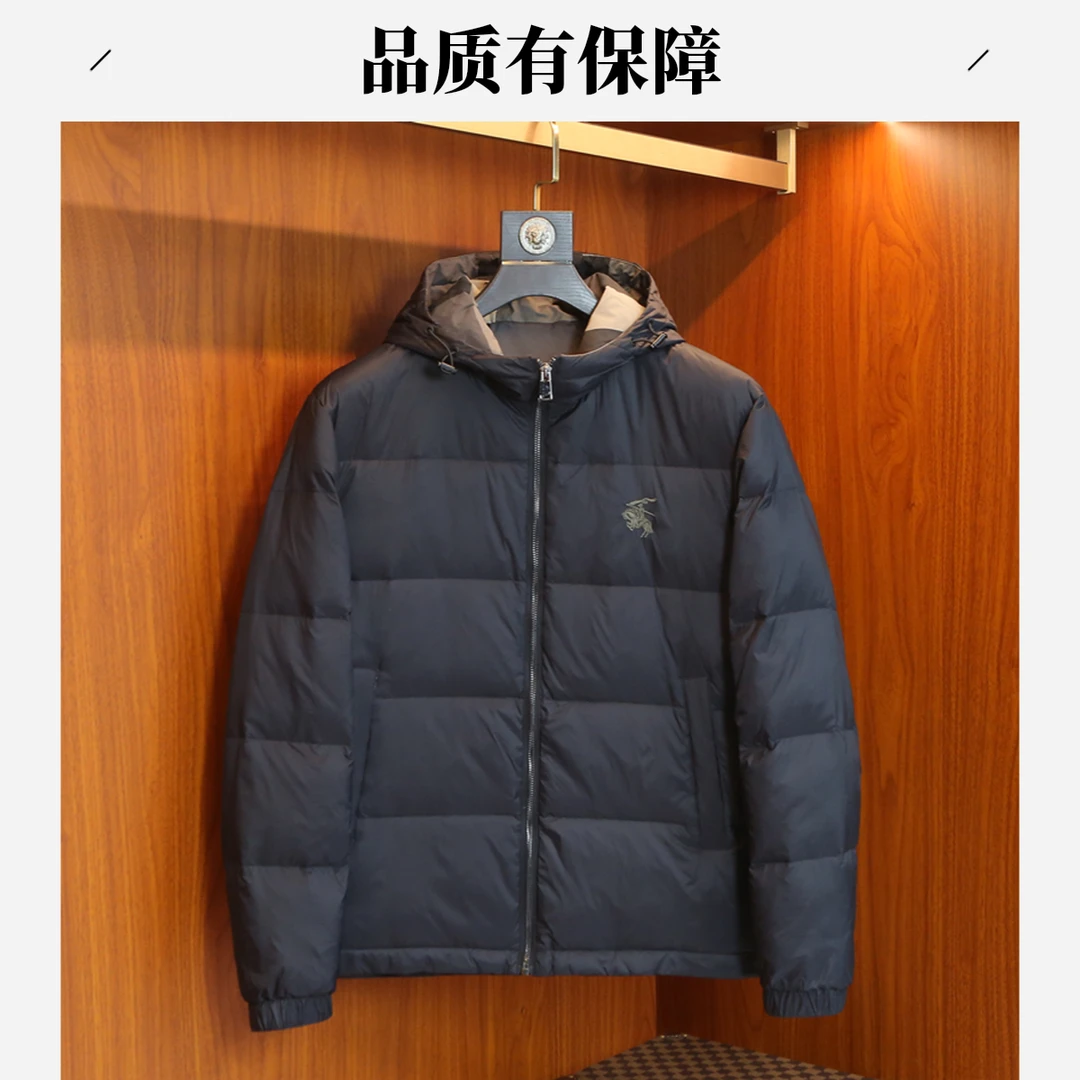 VENUIWON高端90白鸭绒羽绒服男士潮牌刺绣冬季保暖上衣男连帽外套