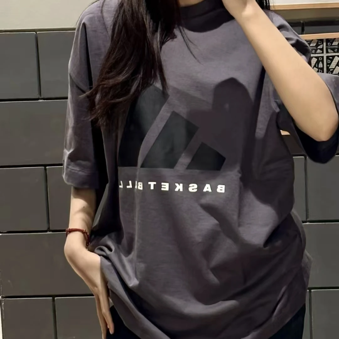 adidas/阿迪达斯2025春新款情侣T恤篮球风宽松夏季短袖JC7834