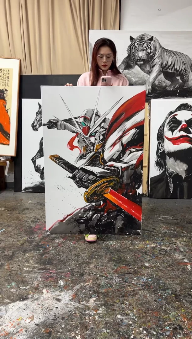 【闪购商品】丙烯画北北水墨高达加框