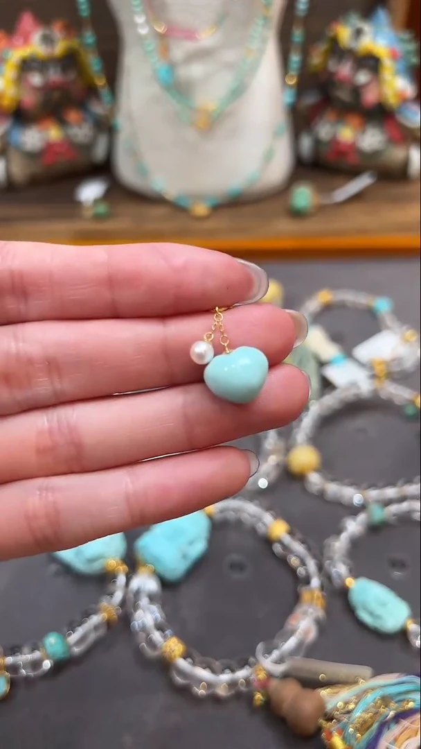 绿松石18K金镶嵌提溜绿松石提溜