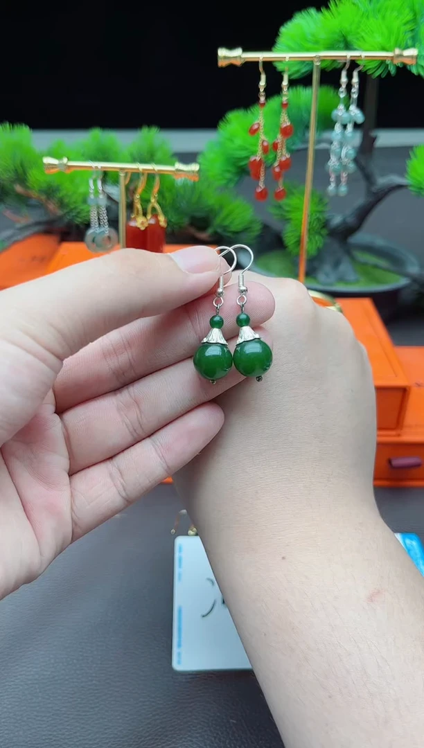 玛瑙/玉髓耳饰银S925镶嵌733