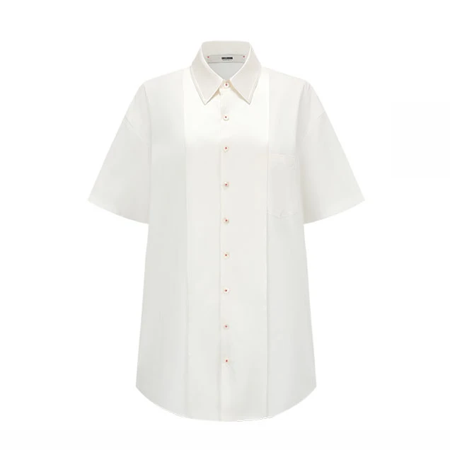 ELVIS.CHEUNG原创设计短袖拼接衬衣女夏季服衬衫中式OL衬衣休闲