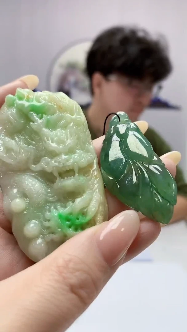 【闪购商品】定制翡翠未镶嵌4688DD-毛货挂件一对76