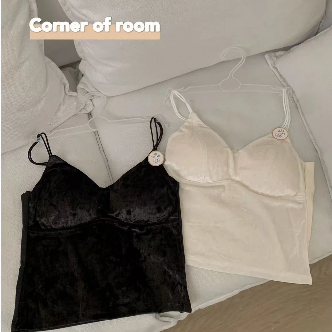 乳胶水晶绒~丝绒百搭背心吊带上衣！~不挑人显瘦