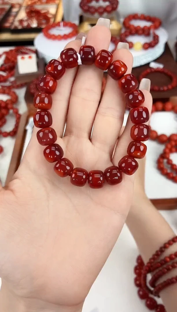 南红玛瑙瓦西老型手串10+未镶嵌一个/条