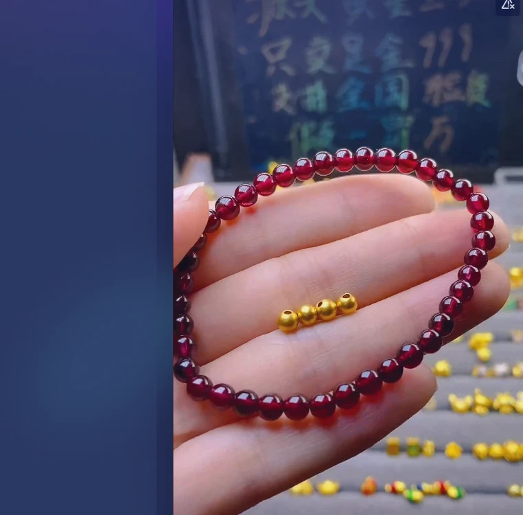 足金999卡4古法4+石  榴 石 多样性发
