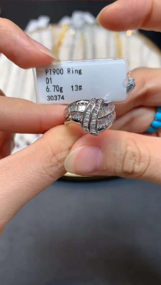 铂Pt850镶嵌戒指/指环天然钻石S331|5980