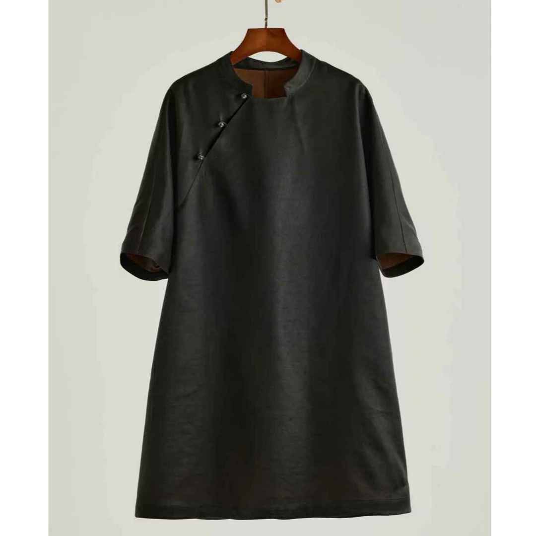 锦丝院【墨衫】桑蚕丝重缎光阔复古民族风连衣裙LYQX67181832