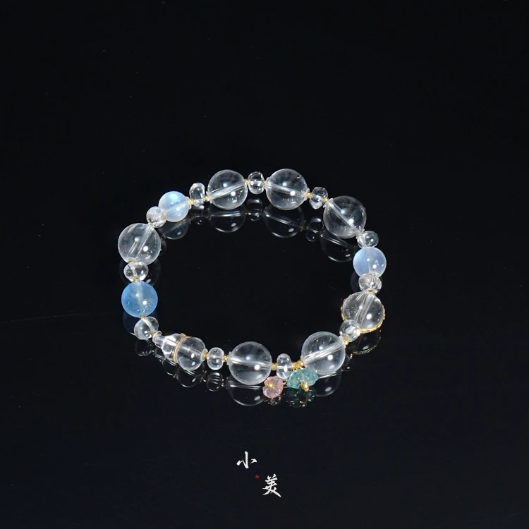 18K金白水晶碧玺花花手串(多样性发货)G9997