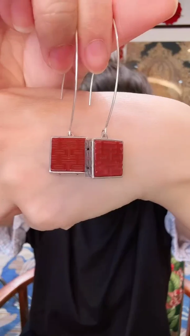 【闪购商品】南红玛瑙耳饰银S925镶嵌耳饰