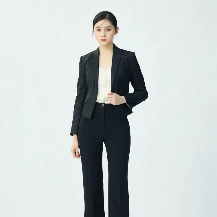 哥弟秋季时尚通勤修身显瘦赫本法式垂感长袖西装外套女1400475