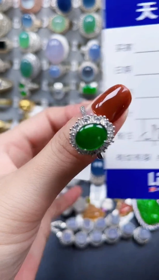 翡翠戒指银S925镶嵌598