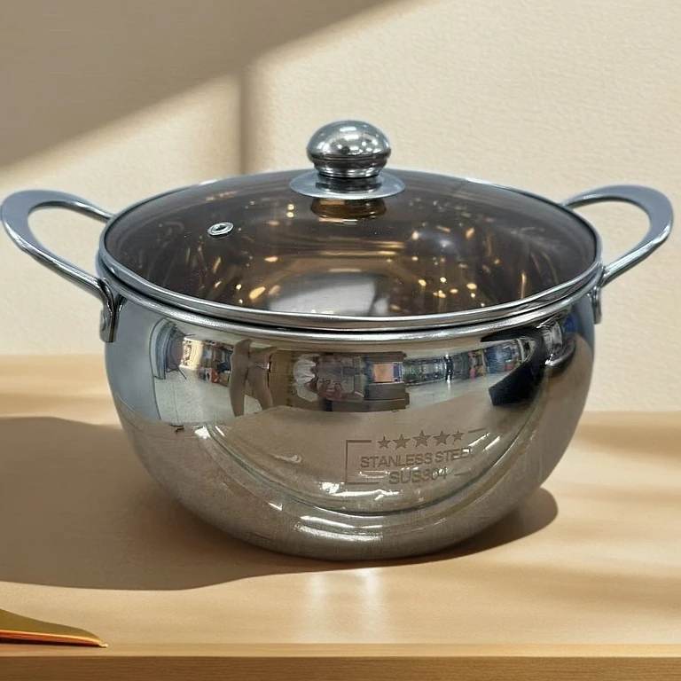 LZ【24cm】不锈钢汤锅煲汤锅鼓型汤锅炉灶通用