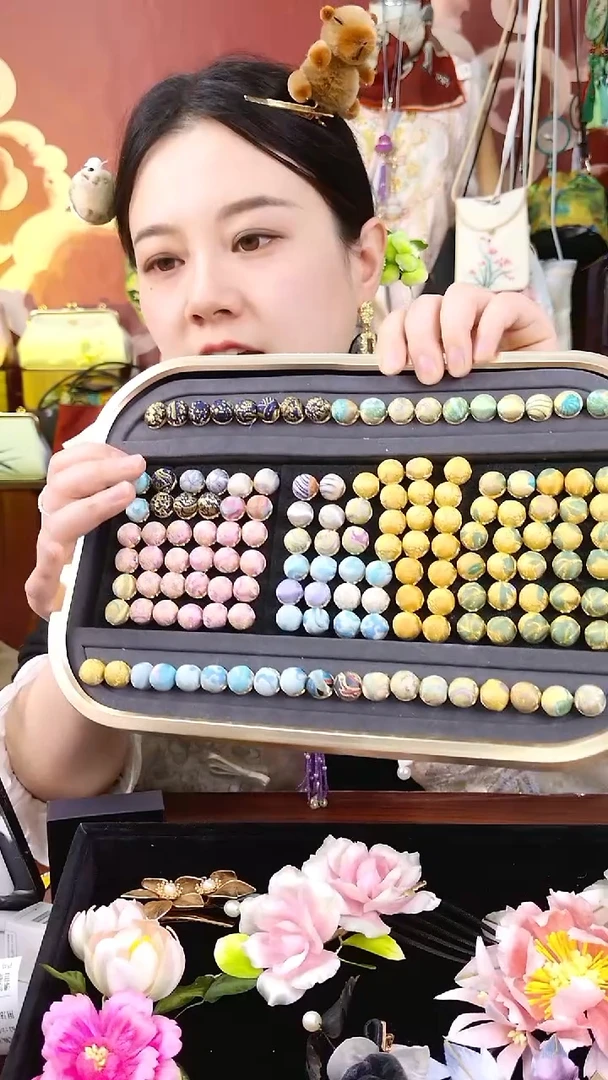 纯铜合金琉璃非遗宋锦耳钉