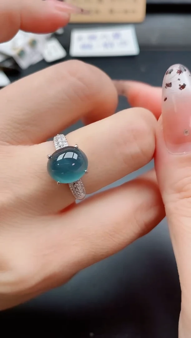 银S925镶嵌戒指翡翠1